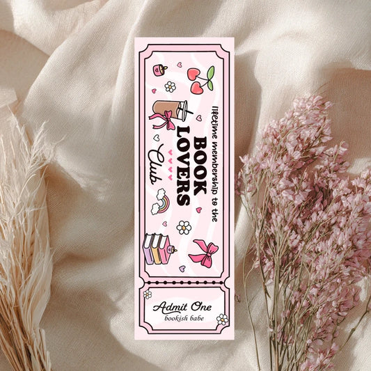 Cute Pink Book Lover Club Bookmark