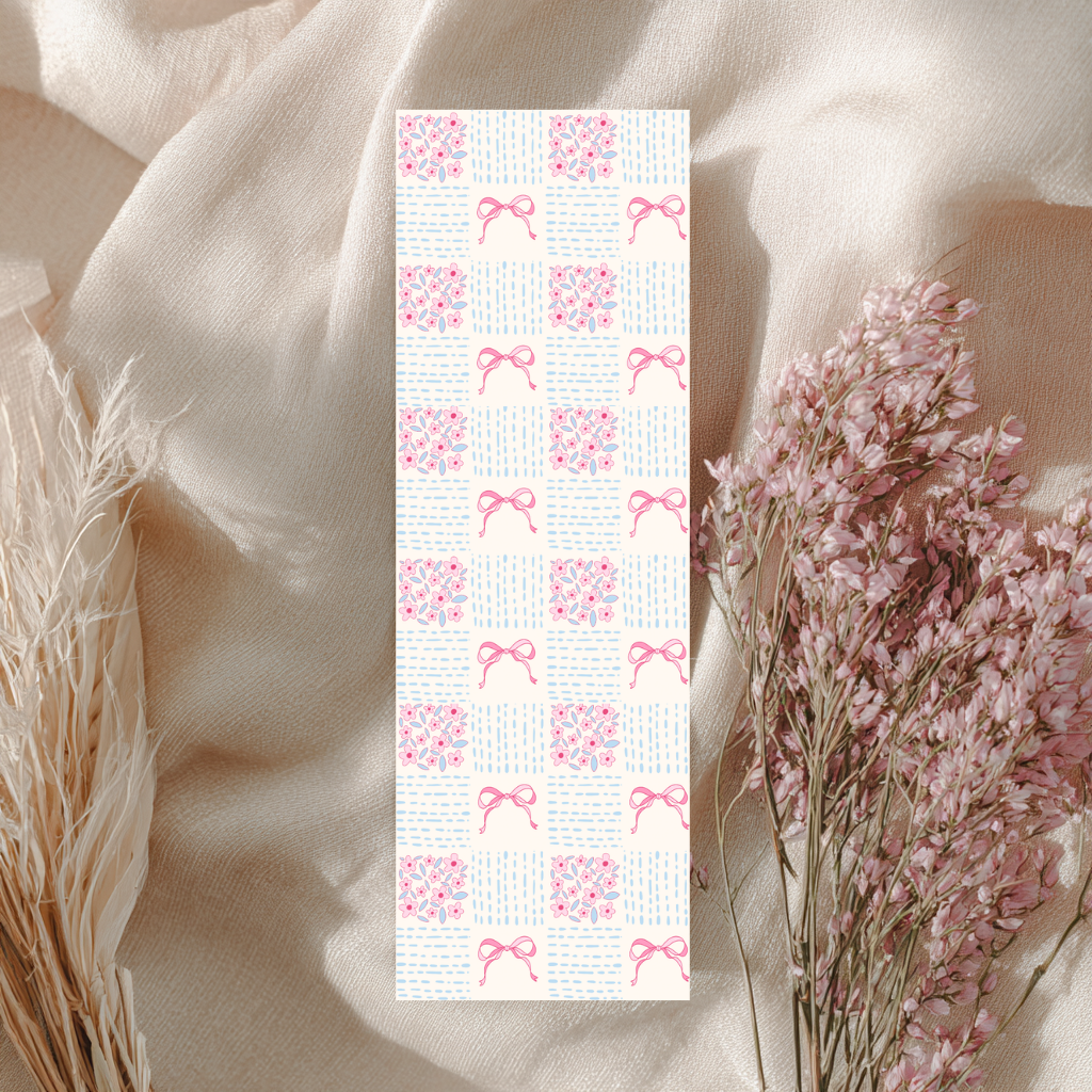 Coquette Bookmark | Pink Flowers Bow Tie