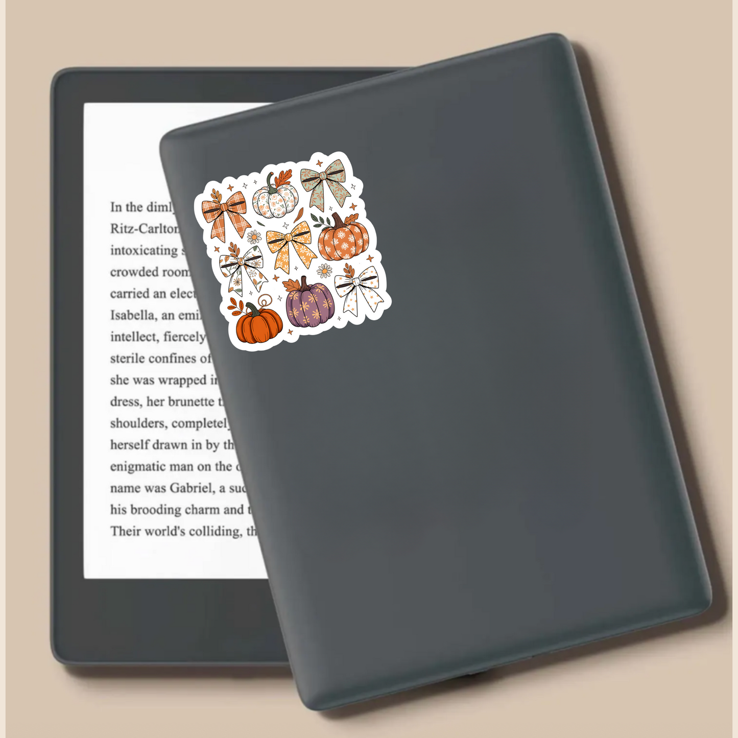 Coquette Fall Pumpkin Bow Die Cut Sticker
