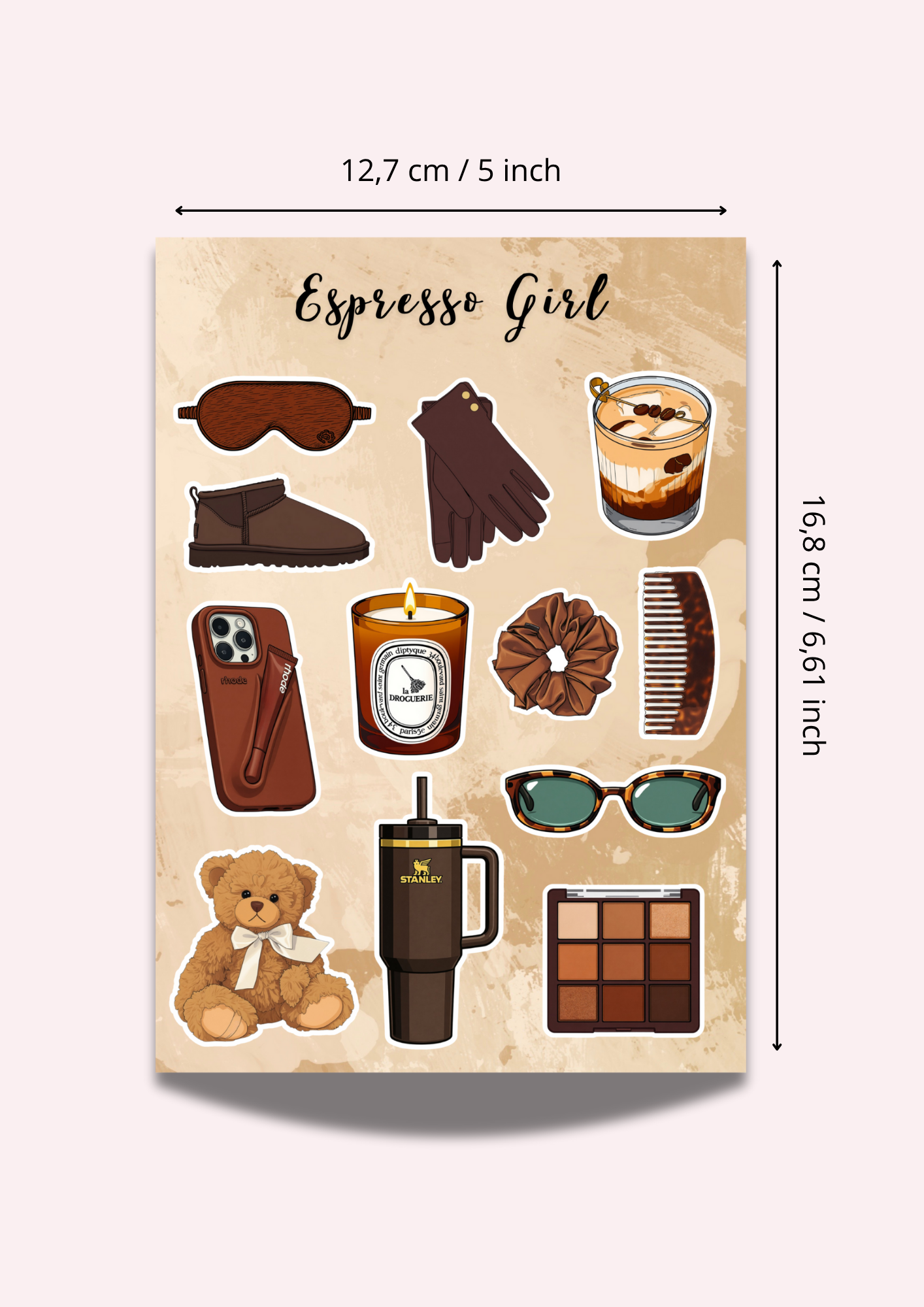 Espresso Girl Aesthetic Sticker Sheet