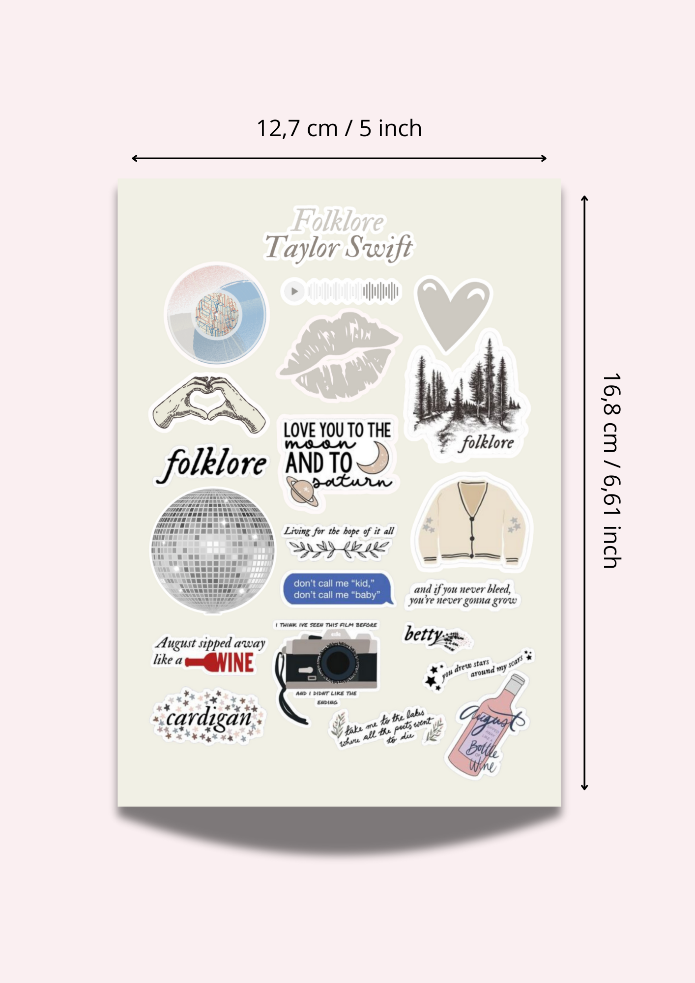 Taylor Swift Folklore Sticker Sheet