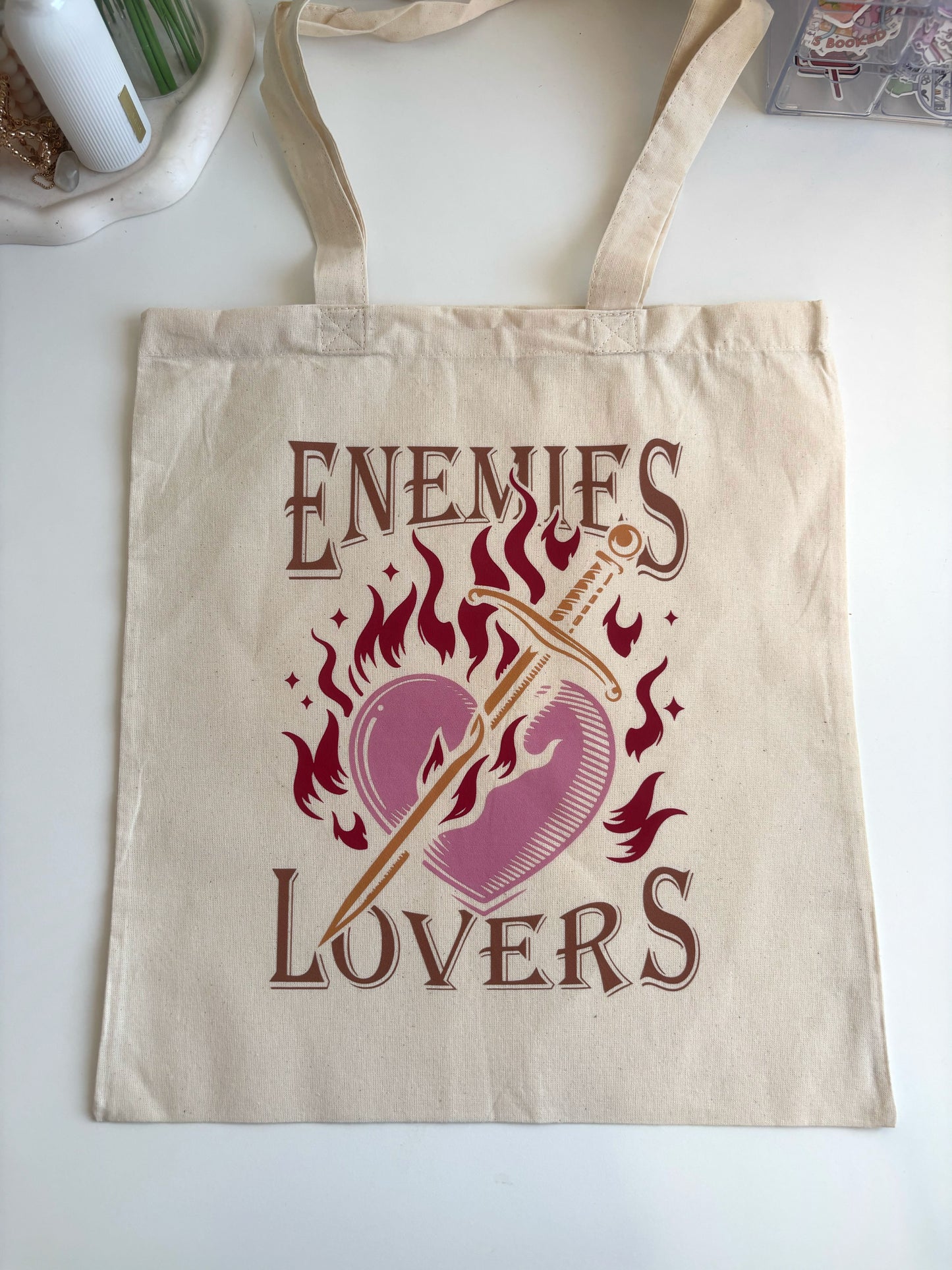 Enemies to Lovers Tote Bag | Katoenen Bookish Tas voor Romance Lezers
