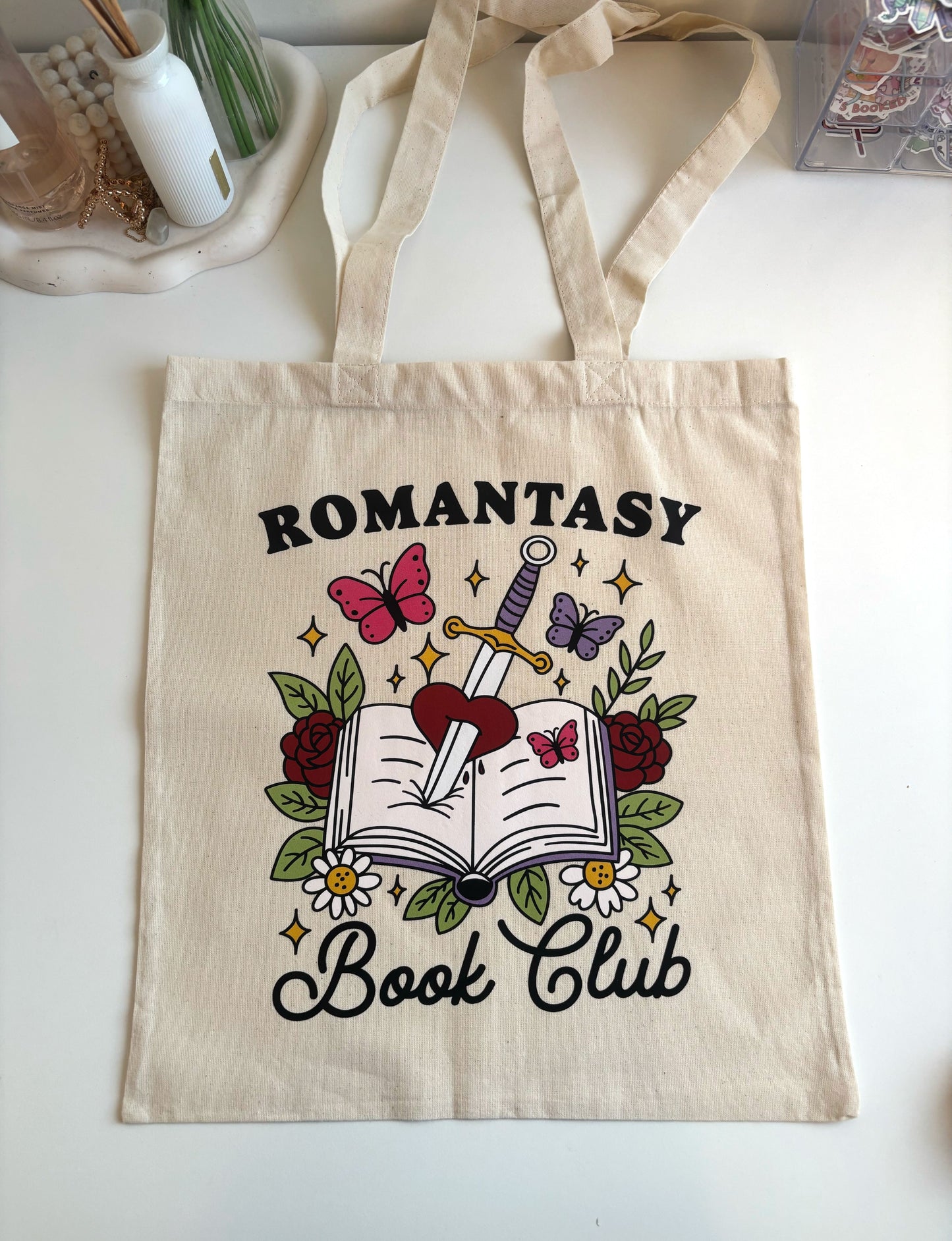 Romantasy Book Club Tote Bag | Katoenen Tas voor Fantasy & Romance Boekenliefhebbers