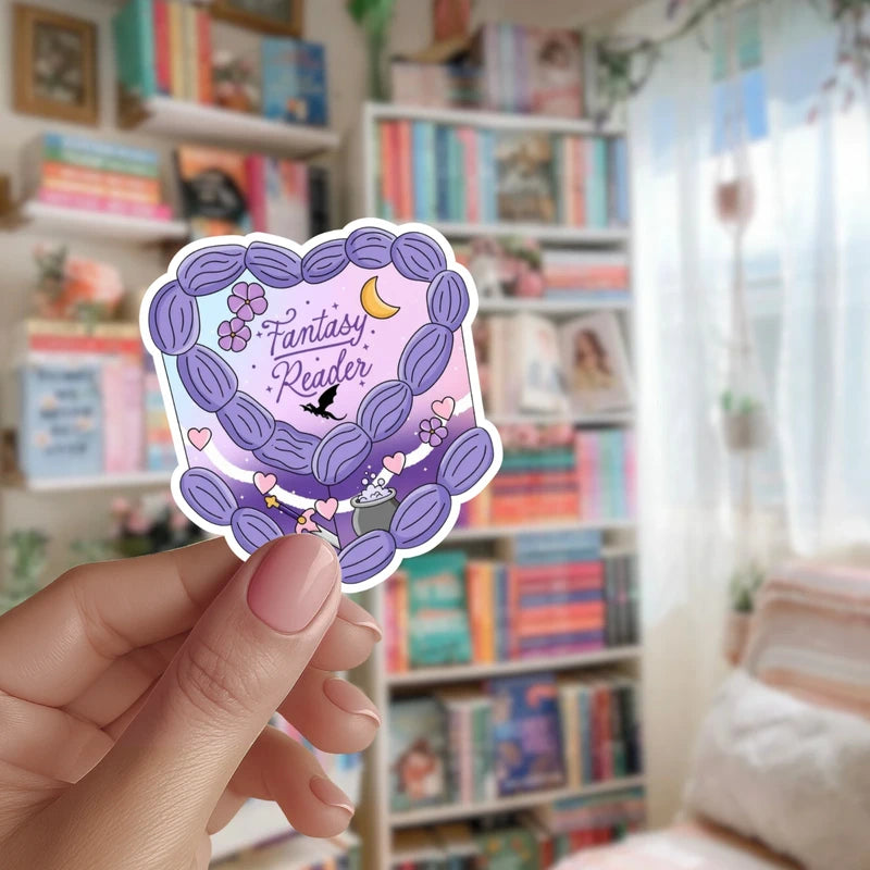 Fantasy Reader Cake Die Cut Sticker