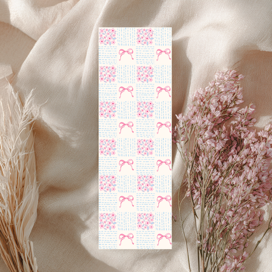 Coquette Bookmark | Pink Flowers Bow Tie