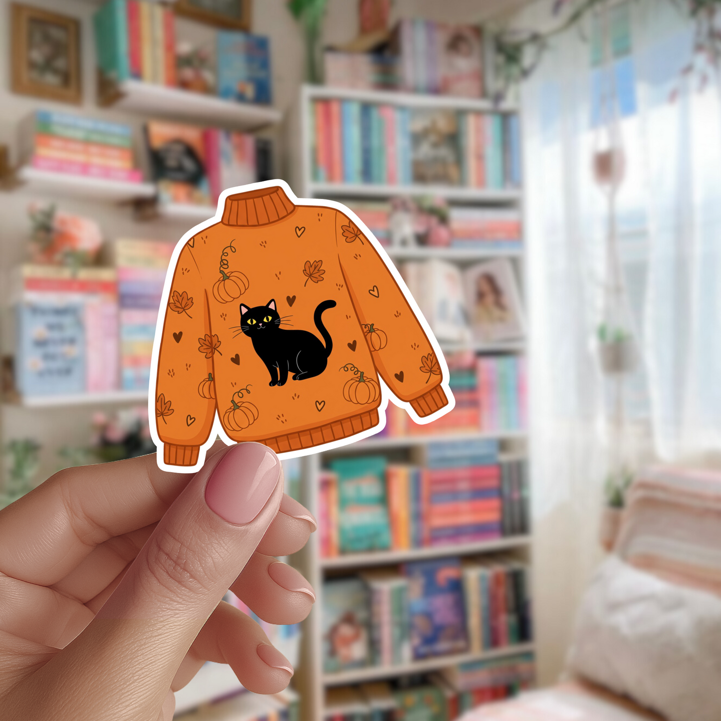 Aufkleber „Orange Sweater Weather Black Cat Die Cut Sticker“