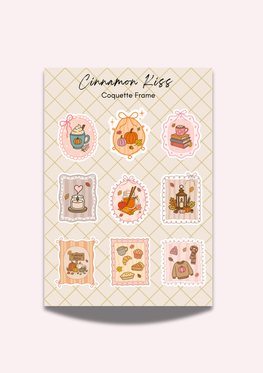 Coquette Frame Cozy Fall Sticker Sheet
