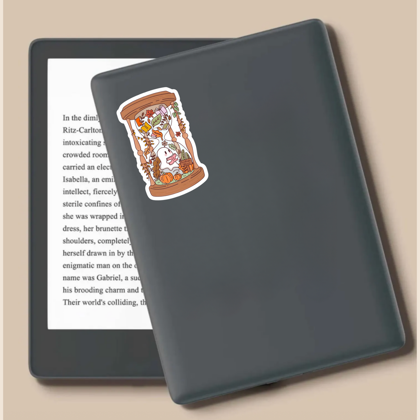 Autumn Fall Cosy Bookish Ghost Die Cut Sticker