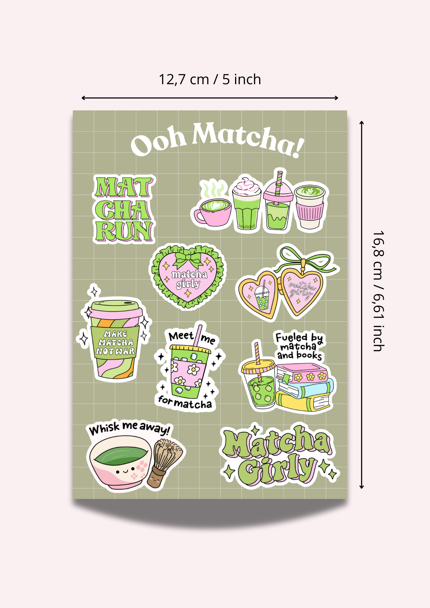 Matcha Bookish Girly Sticker Sheet