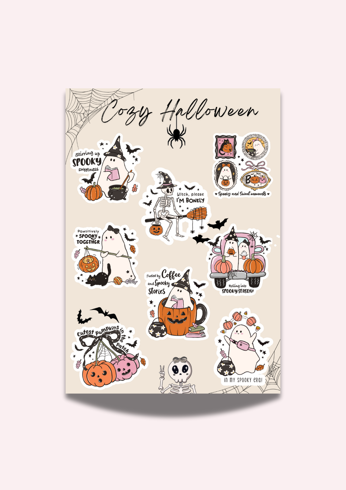 Gemütlicher Halloween-Aufkleberbogen