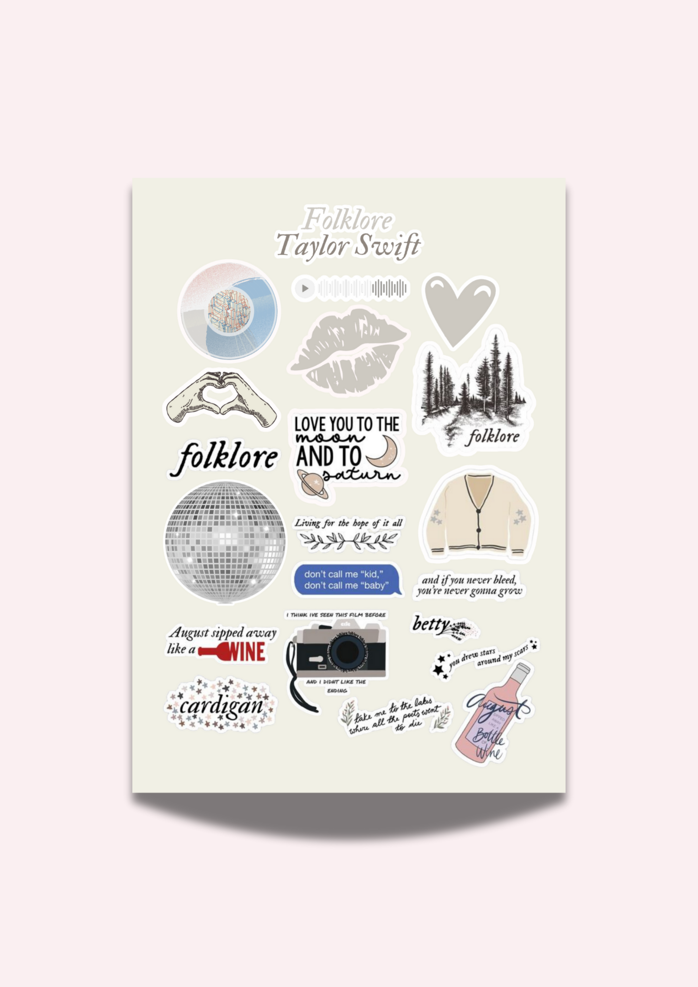 Taylor Swift Folklore Sticker Sheet