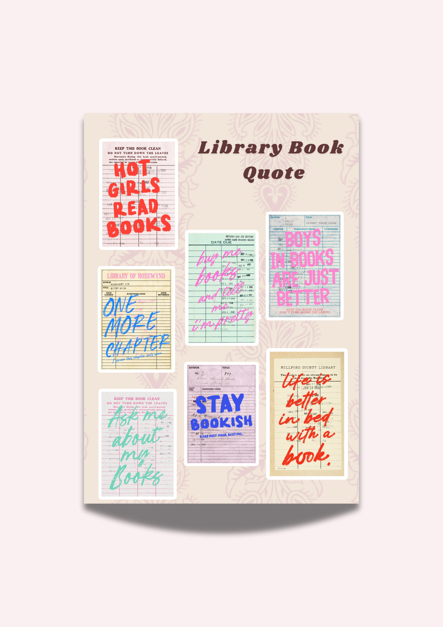 Library Book Quote Sticker Sheet