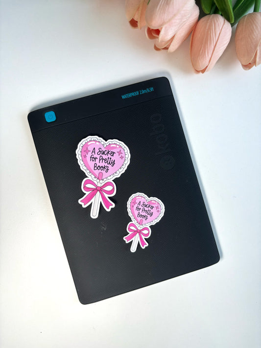 A Sucker for Pretty Books Die Cut Sticker | Book Lover Sticker