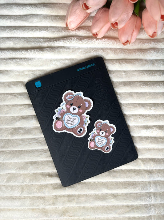 Bear Dearest Gentle Reader Die Cut Sticker