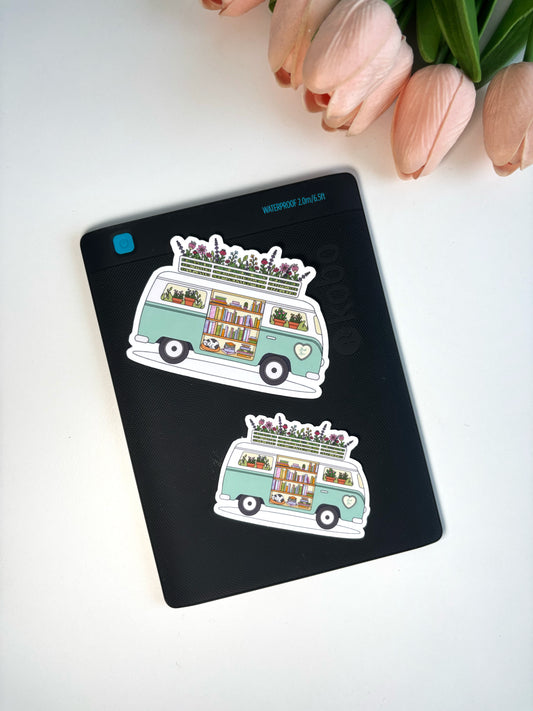 Bookmobile Die Cut Sticker | Cozy Bookish Camper Sticker