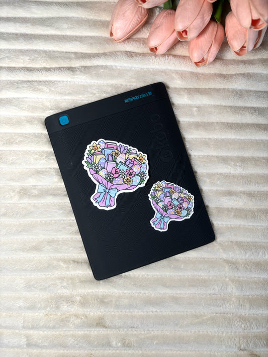 Bos Bloemen met Paaseieren & Boeken Die Cut Sticker