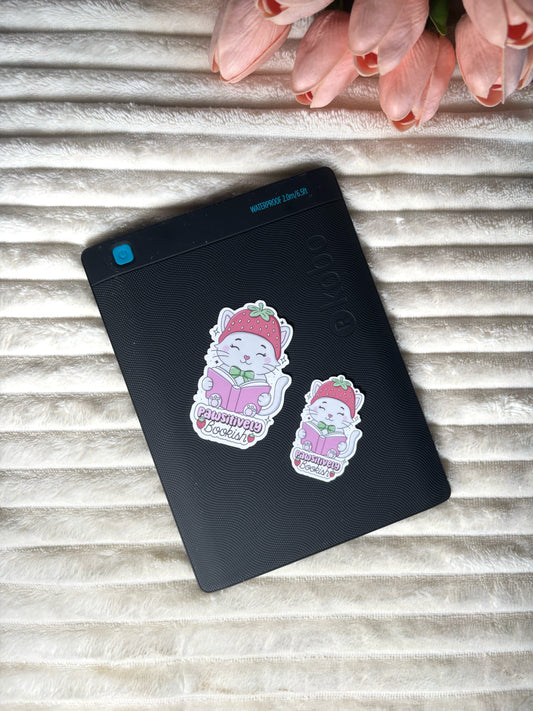 Cat Pawsitively Bookish Die Cut Sticker