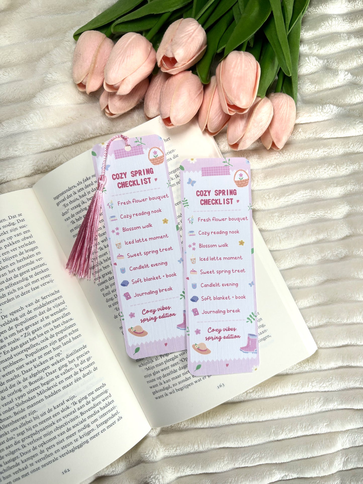Cozy Spring Checklist Bookmark