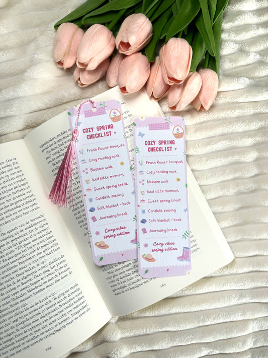 Cozy Spring Checklist Bookmark