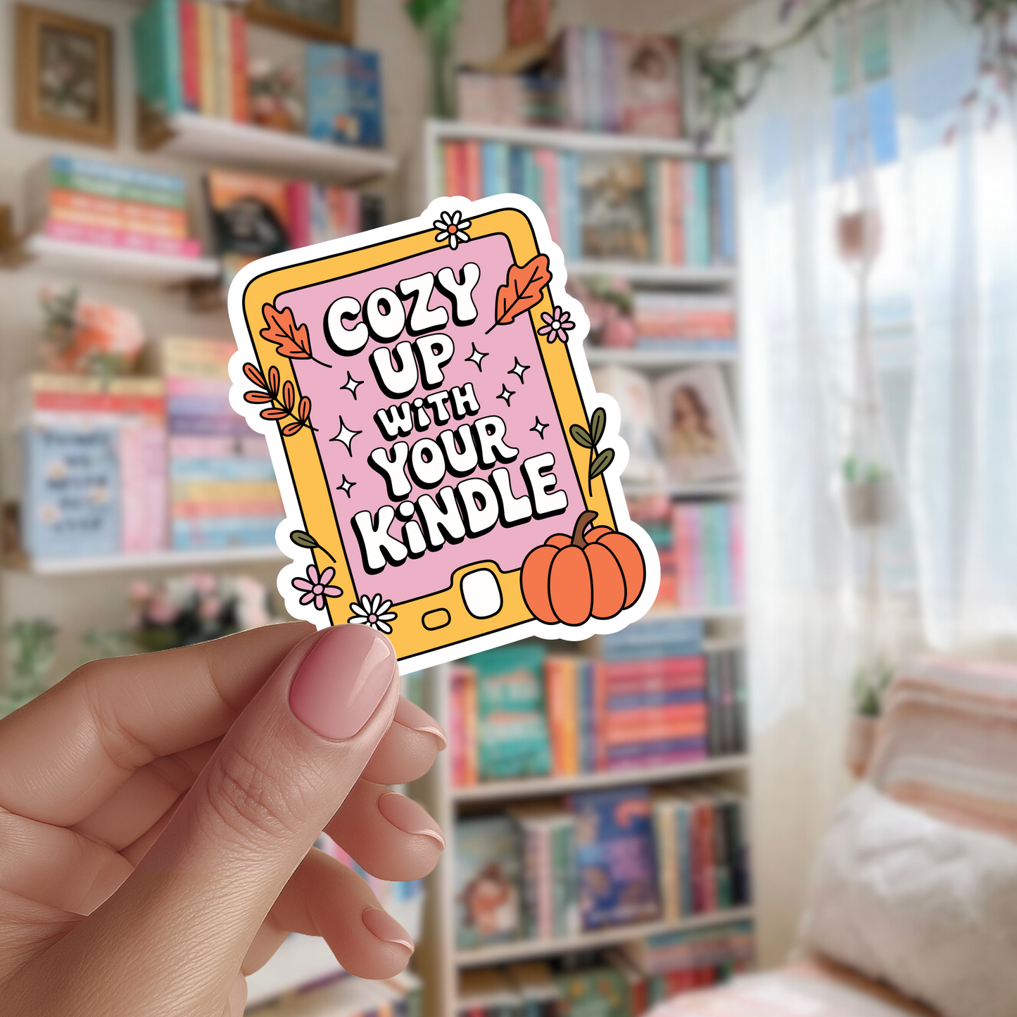 Cozy Up With Your Kindle Die Cut Sticker