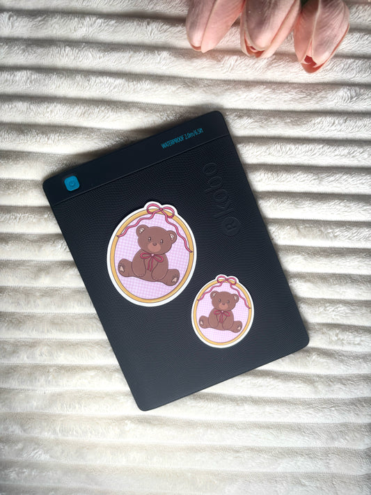 Cute Teddy Bear with Bow Tie Die Cut Sticker