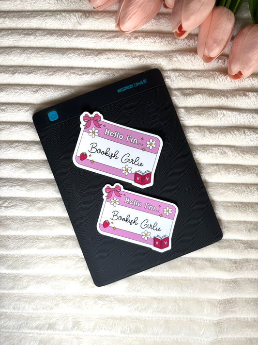 Hello I'm Bookish Girlie Die Cut Sticker
