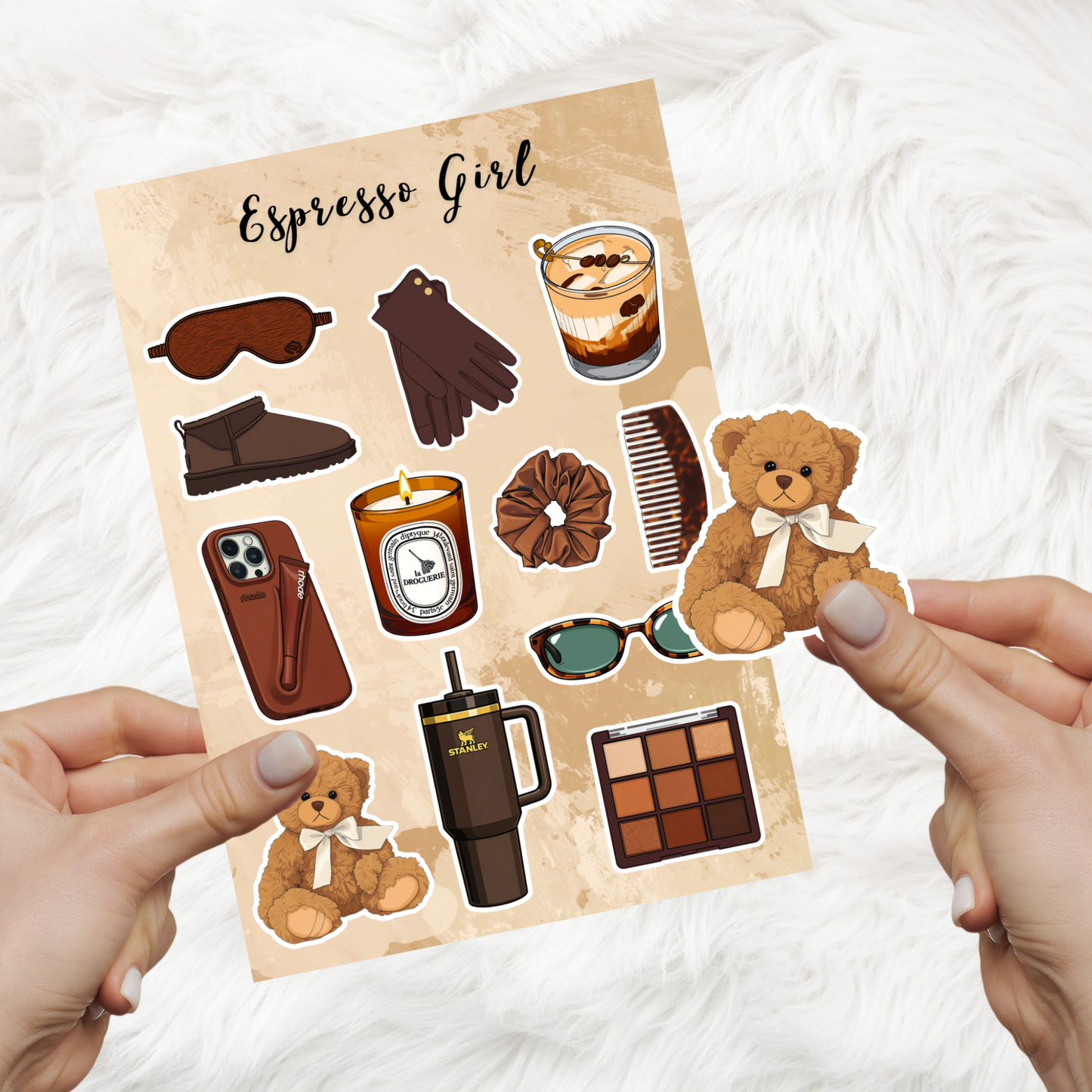 Espresso Girl Aesthetic Sticker Sheet