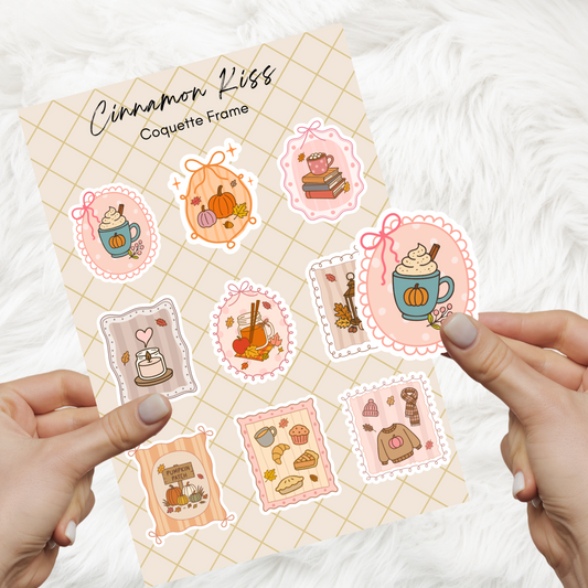 Coquette Frame Cozy Fall Sticker Sheet