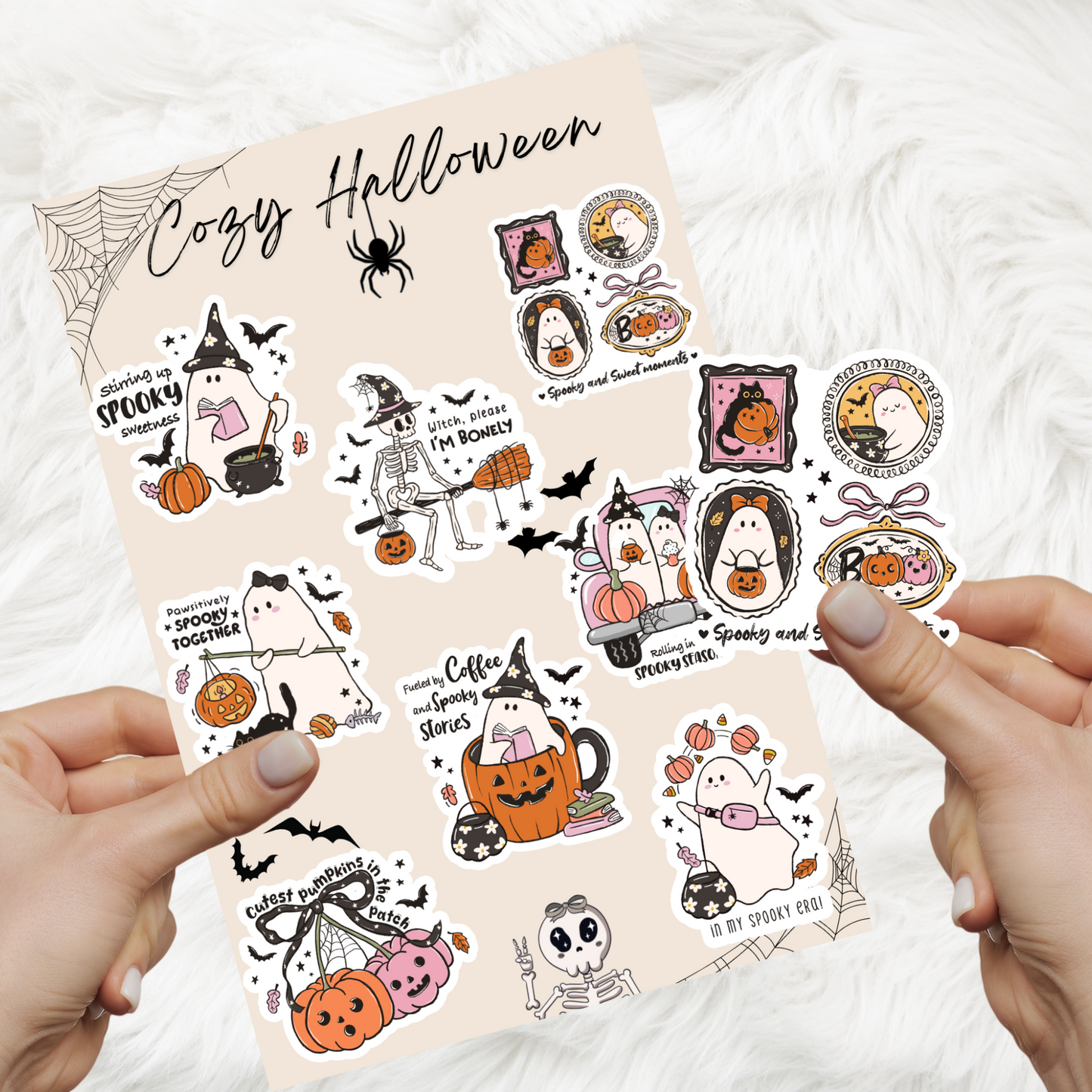 Gemütlicher Halloween-Aufkleberbogen
