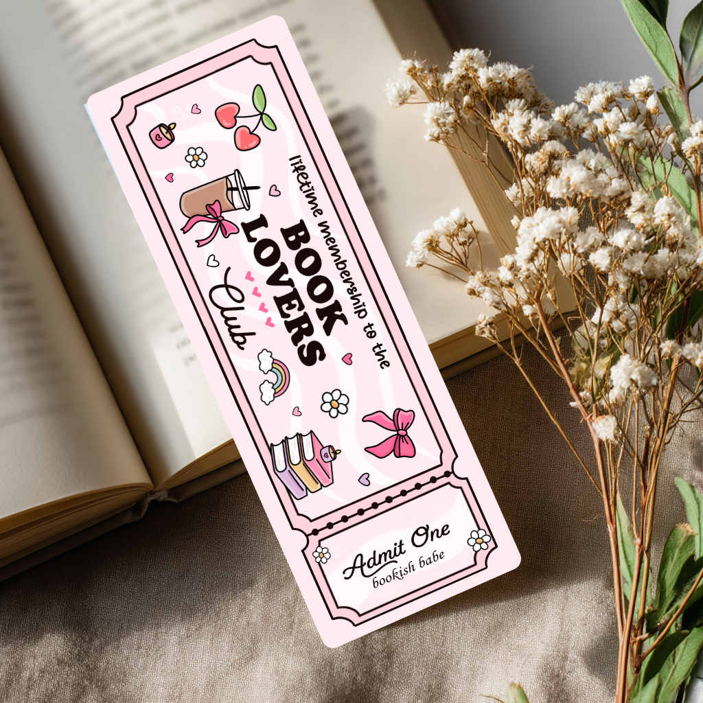 Evan Bookmark Cute Pink Book Lover Club Bookmark – DopaminePrintsVibe