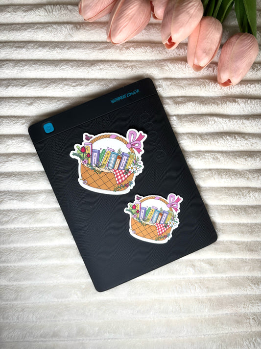 Picnic Basket with Books Die Cut Sticker