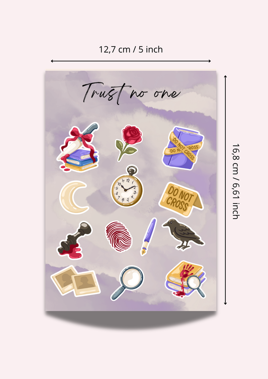 Thriller Sticker Sheet - Trust No One Bookish Stickers