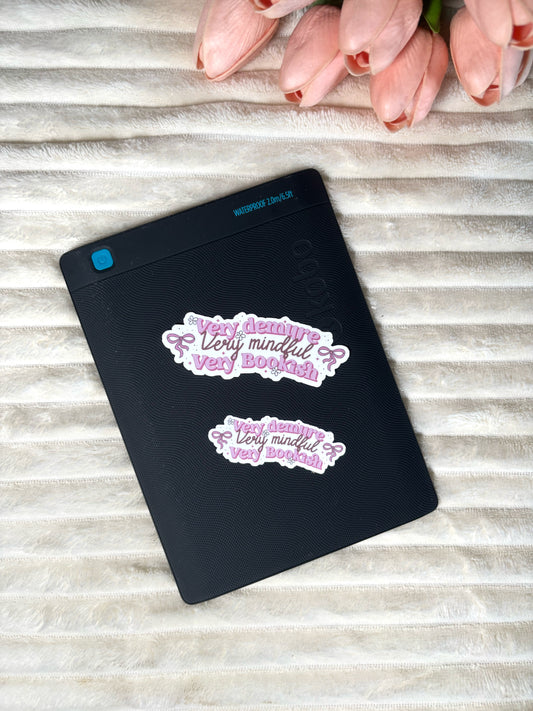 Very Demure Very Mindful Very Bookish Die Cut Sticker