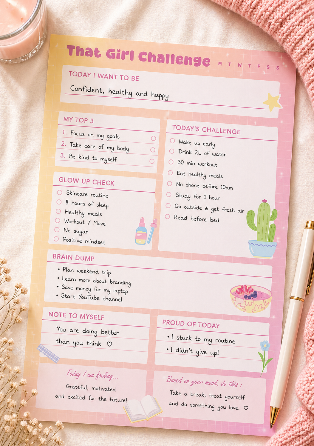 Daily Planner Notitieblok - Thema Self Care